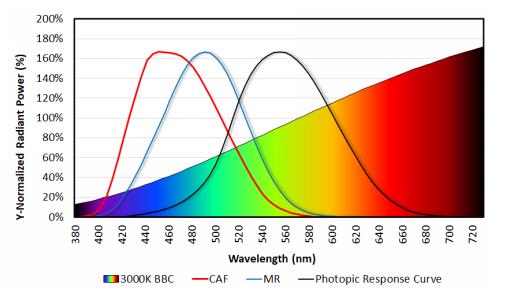 Healthcare Lighting Melanopic Ratio (MR), Circadian Action Factor (CAF), Daylight